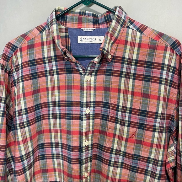 Náutica Long-sleeve Burton Down Plaid Shirt Men Size XL - Picture 2 of 11